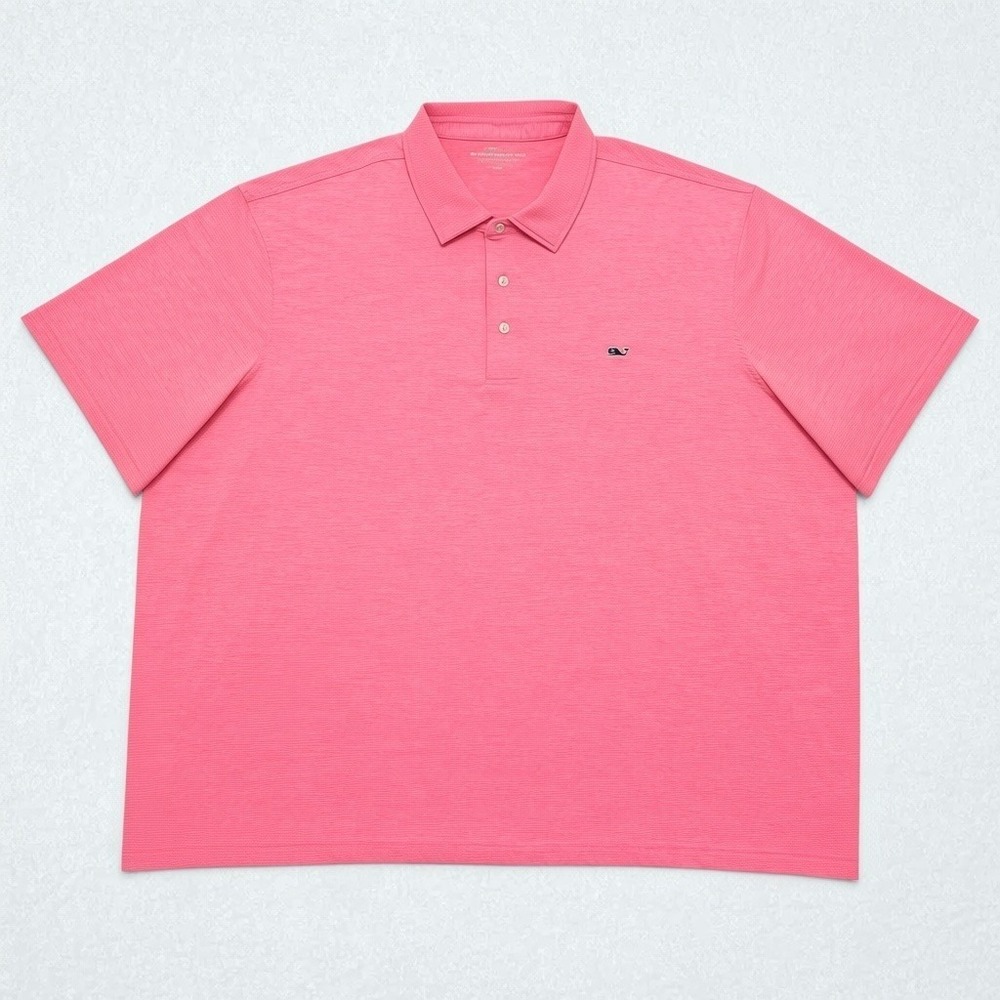 Vineyard Vines Polo Shirt Mens 4XB Pink On-The-Go Sankaty Performance Stretch